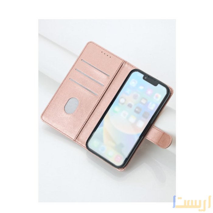 ⁦جراب جلد وش وظهر لهاتف INFINIX NOTE4 - بيج - 5.7 انش - مقاوم للصدمات⁩ - الصورة ⁦3⁩
