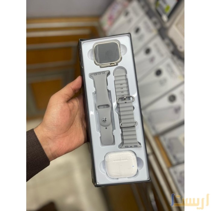 ⁦ساعة سمارت Ultra DR 03 مع سماعة بلوتوث و2 ستراب - وردي، رمادي⁩ - الصورة ⁦2⁩