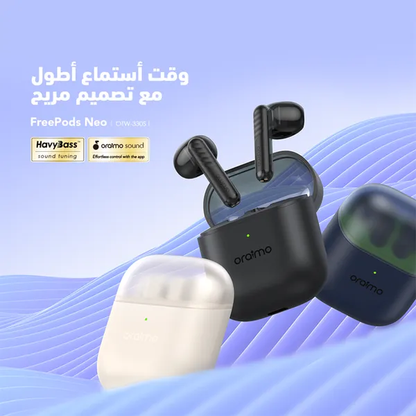 330S-680-AR-1 سماعة بلوتوث Oraimo FreePods Neo OTW-330S | لاسلكية رياضية ضد الماء مع إلغاء الضوضاء ENC وبلوتوث 5.3 | ضمان عام – متوفرة بأبيض وأسود - الصورة 14