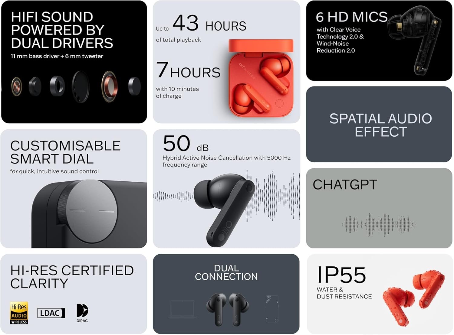 Nothing CMF Buds Pro 2_SL15700_ Nothing CMF Buds Pro 2: سماعة بلوتوث لاسلكية بخاصية إلغاء الضجيج، مقاومة للماء، 6 مايكات، ضمان 12 شهر - متوفرة بألوان متعددة | متجر اربستا - الصورة 17