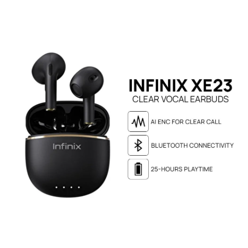 اطلب-الآن-Infinix-XE23-–-سماعة-بلوتوث-مانعة-للضجيج-صوت-نقي-وشحن-مجاني-3 سماعة بلوتوث XE23 Infinix | مانعة للضجيج | صوت نقي | 2 مايك | مقاومة للماء | ضمان 18 شهر | أسود - الصورة 4