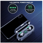 ⁦سماعات F9 TWS بلوتوث 5.0 لاسلكية مقاومة للماء IP54 – f9 earbuds مع ضمان 3 شهور، شاشة LED، مانعة للضجيج، مايك مزدوج، عمر بطارية 85 ساعة، متوافقة مع أندرويد و آيفون – لون أسود⁩ - الصورة ⁦4⁩