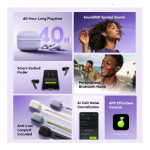 ⁦سماعات Oraimo SpaceBuds Lite OTW-324 بنفسجي | لاسلكية مانعة للضجيج | مقاومة للماء - 40 ساعة | Sound360 | ضمان عام⁩ - الصورة ⁦2⁩
