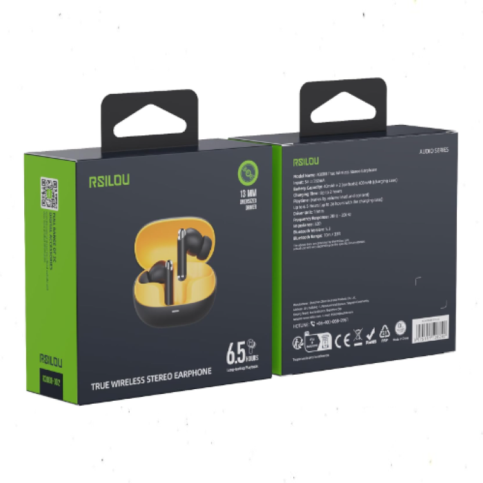 ⁦سماعة بلوتوث rsilou R3008 اللاسلكية | عازلة للضوضاء | مقاومة للماء IPX4 | صوت HD | شاشة رقمية | ضمان سنة | أسود | عربستا⁩ - الصورة ⁦2⁩